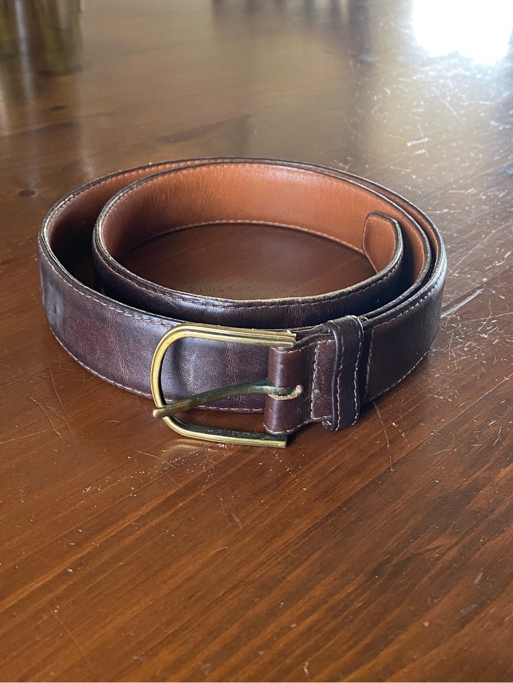 Christian Dior Vintage Brown Full Grain Leather Belt